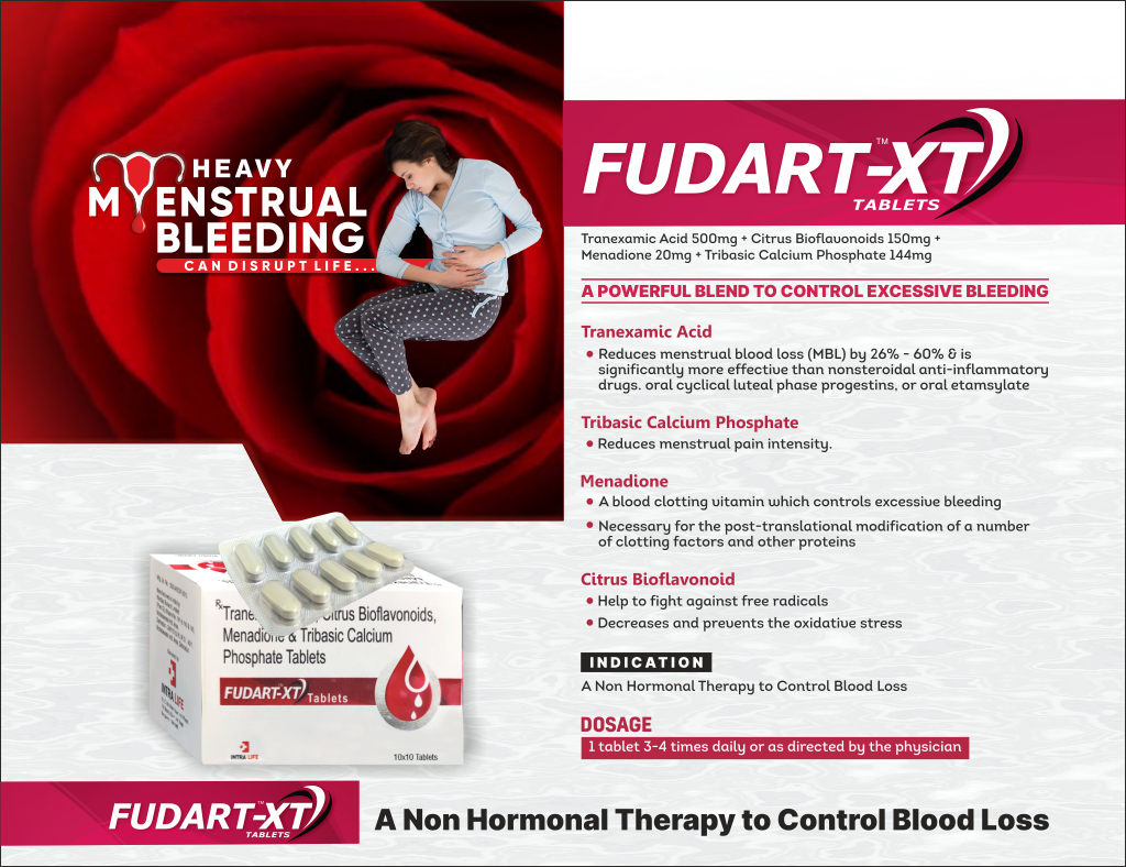 FUDART-XT - Tranexamic Acid 500mg + Citrus Bioflavonoids 150mg + Menadione 20mg + Tribasic Calcium Phosphate 144mg | Intralife Pharmaceuticals - thumbnail 2