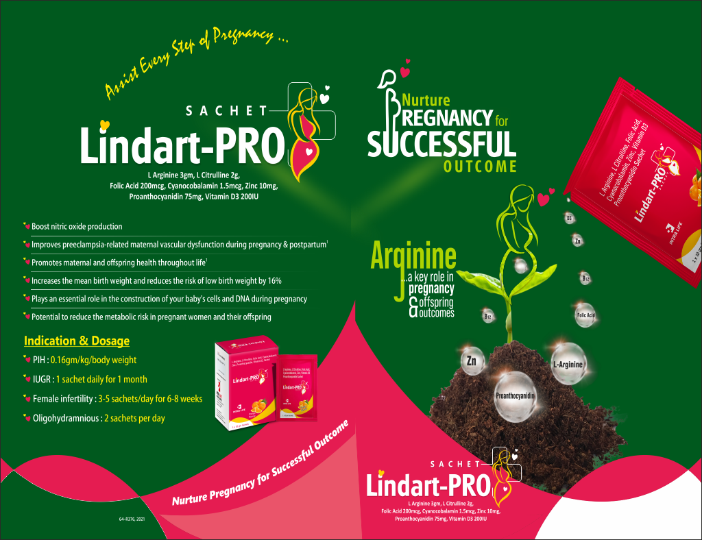 LINDART PRO - L-Arginine 3 gm + L-Citrulline 2 gm + Folic Acid 200 mcg + Zinc 10 mg + Proanthocynidin 75 mg + Vitamin D3 200 IU + Cynocobalamin 1.5 mcg | Intralife Pharmaceuticals - thumbnail 2