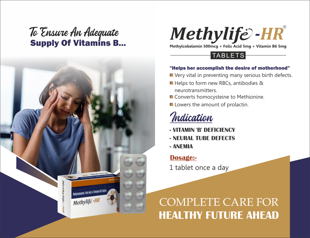 METHYLIFE-HR - Methylcobalamin 500mcg + Folic Acid 5mg + Vitamin B6 5mg | Intralife Pharmaceuticals - thumbnail 2
