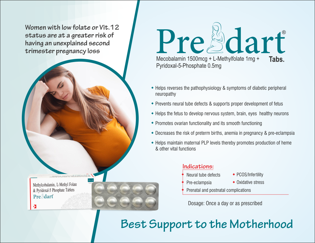 PREDART - Mecobalamin 1500mcg + L-Methylfolate Calcium 1mg + Pyridoxal-5-Phosphate 0.5mg | Intralife Pharmaceuticals - thumbnail 2