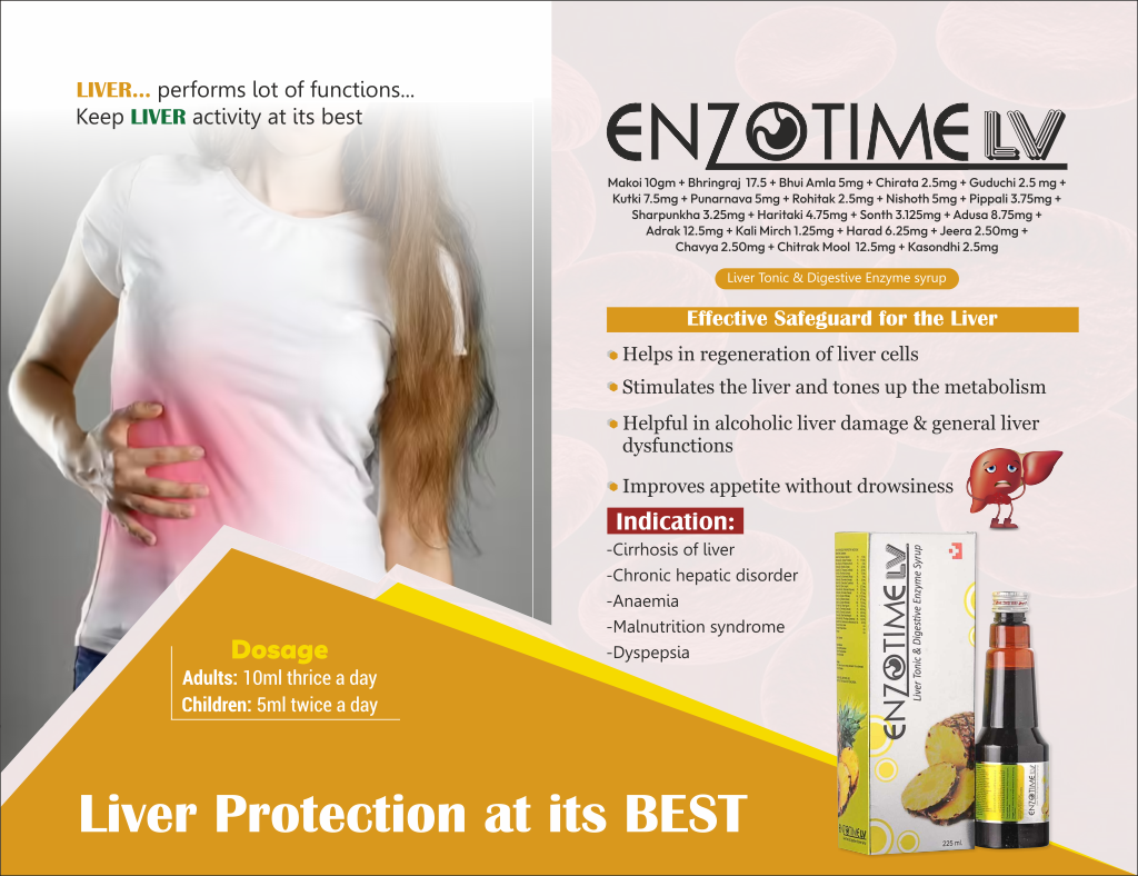 ENZOTIME-LV - Makoi Ext 10gm + Bhringraj Ext. 17.5 + Bhui Amla Ext. 5mg + Chirata Ext. 2.5mg + Guduchi Ext. 2.5 mg + Kutki Ext. 7.5mg + Punarnava 5mg + Rohitak 2.5mg + Nishoth Ext. 5mg + Pippali 3.75mg + Sharpunkha 3.25mg + Haritaki Ext. 4.75mg + Sonth Ext. 3.125mg | Intralife Pharmaceuticals - thumbnail 2