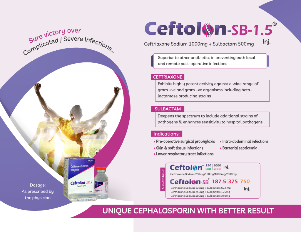 CEFTOLON-SB 1.5 GM - Ceftriaxone Sodium 1000 + Sulbactam 500mg | Intralife Pharmaceuticals - thumbnail 2