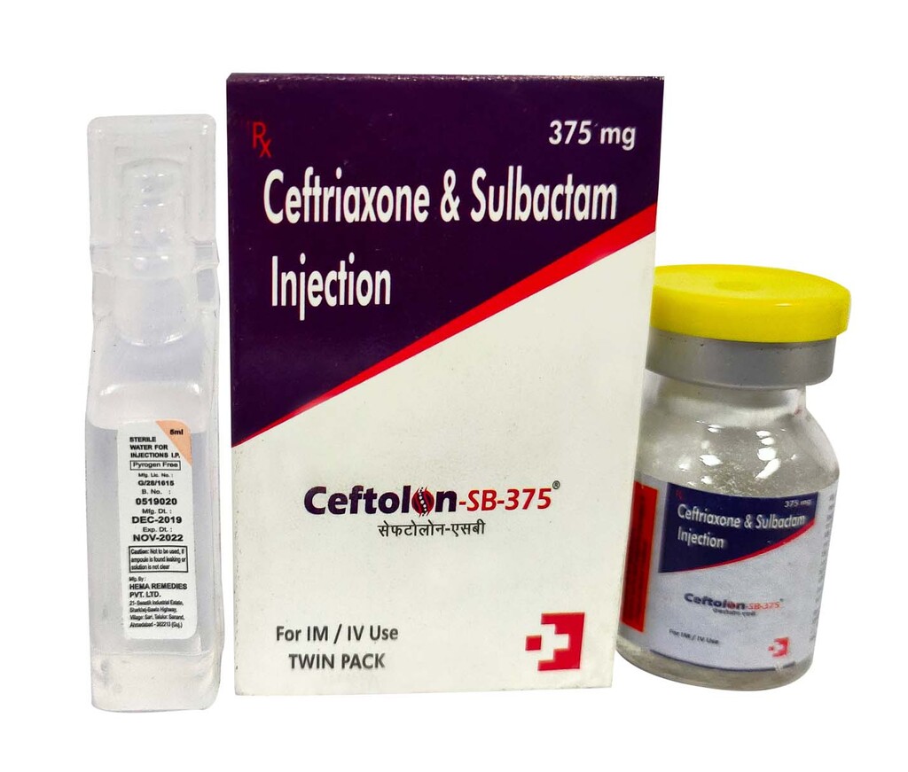 CEFTOLON-SB 375 GM - Ceftriaxone Sodium 250mg + Sulbactam 125mg | Intralife Pharmaceuticals