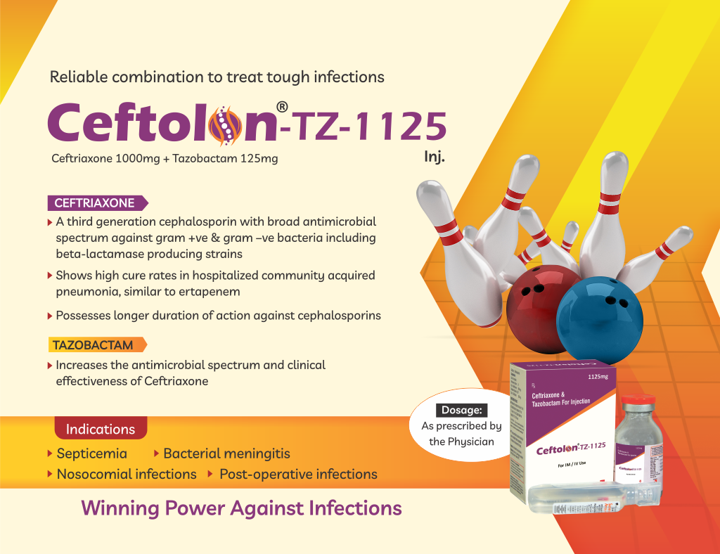 CEFTOLON-TZ 1125 - Ceftriaxone Sodium 125mg + Sulbactam 62.5mg | Intralife Pharmaceuticals - thumbnail 2