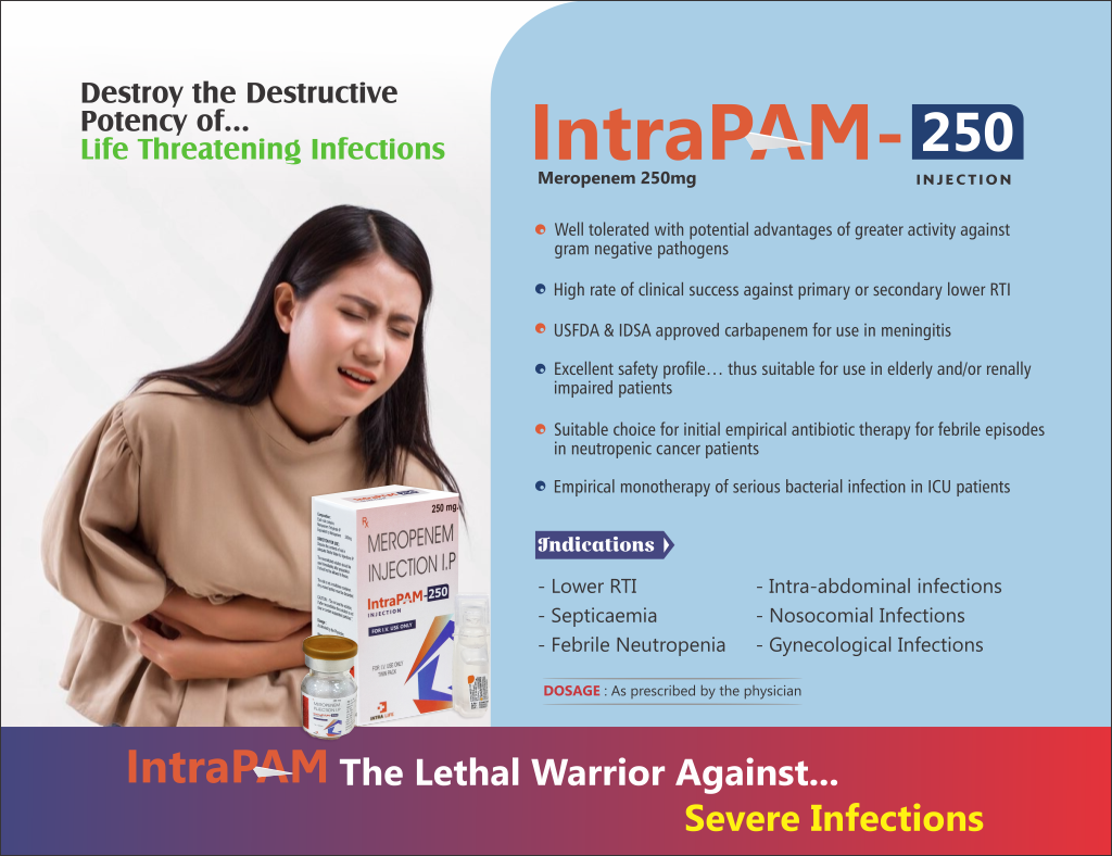 INTRAPAM-250 INJECTION - Meropenem Injection IP 250mg | Intralife Pharmaceuticals - thumbnail 2