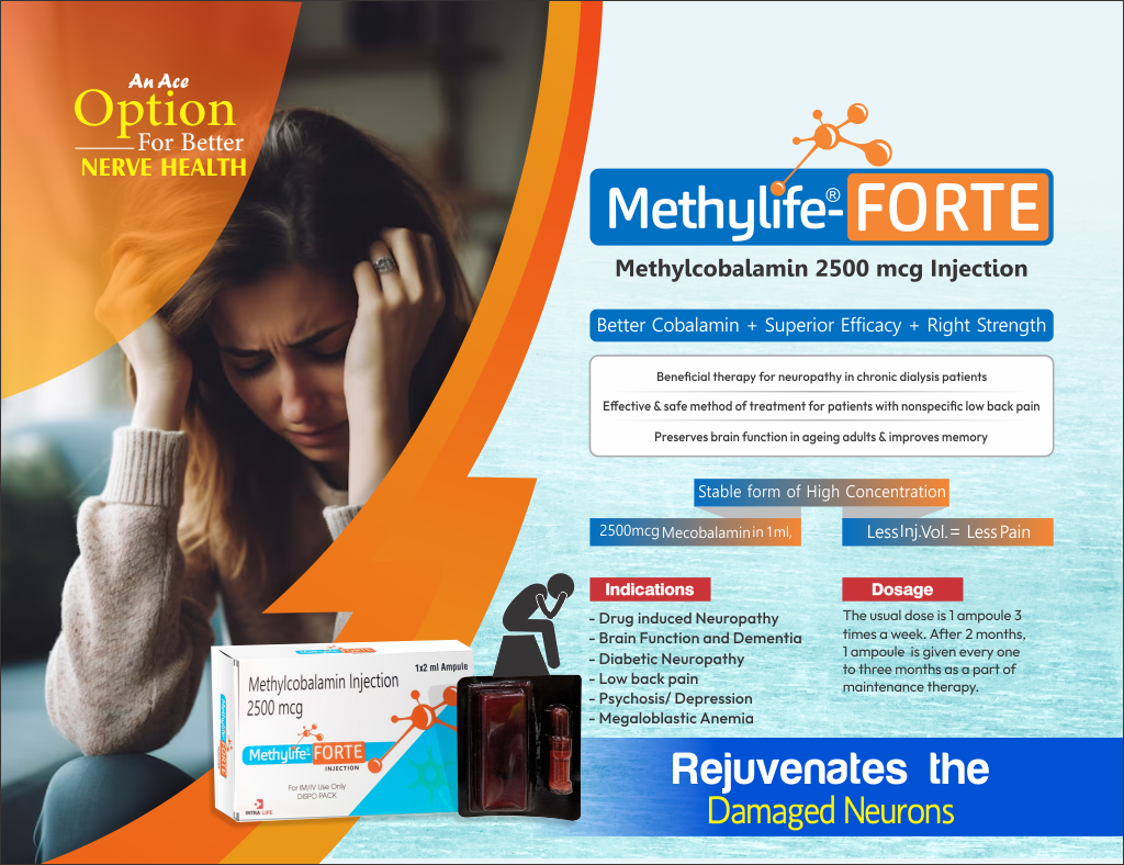METHYLIFE FORTE INJ. - Methylcobalamin 2500 mcg | Intralife Pharmaceuticals - thumbnail 2