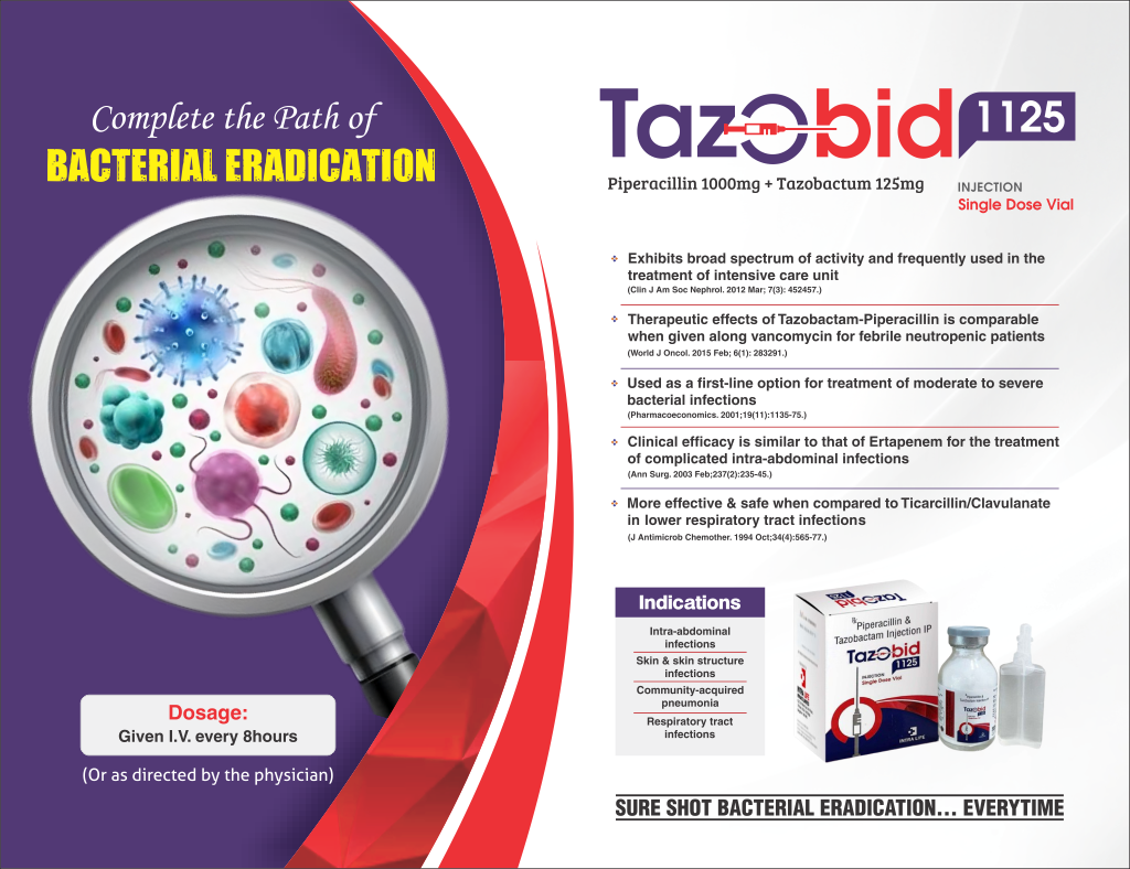 TAZOBID INJ 1.125 INJ. - Piperacillin 1000mg + Tazobactum 125mg | Intralife Pharmaceuticals - thumbnail 2