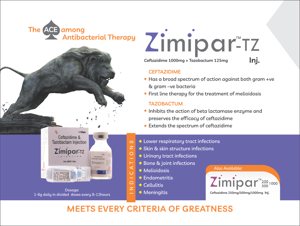 ZIMIPAR-TZ 1125 - Ceftazidime 1000mg + Tazobactum 125mg | Intralife Pharmaceuticals - thumbnail 2