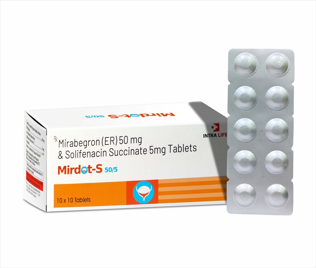 MIRDOT-S 50/5 - Mirabegron 5 mg (as extended release form) + Solifenacin Succinate IP 5mg | Intralife Pharmaceuticals
