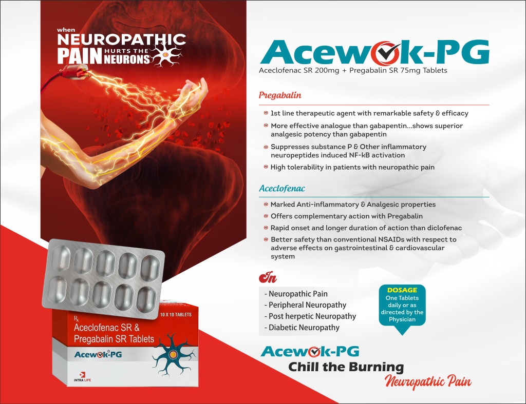 ACEWOK-PG - Pregabalin 75mg + Aceclofenac 200mg (SR) | Intralife Pharmaceuticals - thumbnail 2