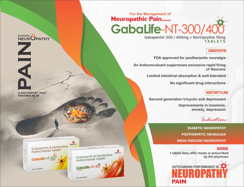 GABALIFE-NT-300 TABLET - Gabapentin 300mg + Nortriptyline 10mg | Intralife Pharmaceuticals - thumbnail 2