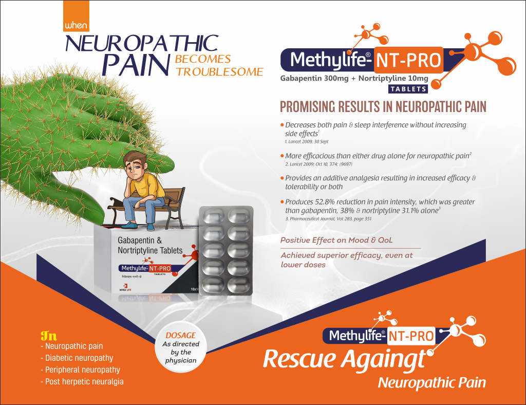 METHYLIFE-NT-PRO - Gabapentin 300mg + Nortriptyline 10mg Tablets | Intralife Pharmaceuticals - thumbnail 2