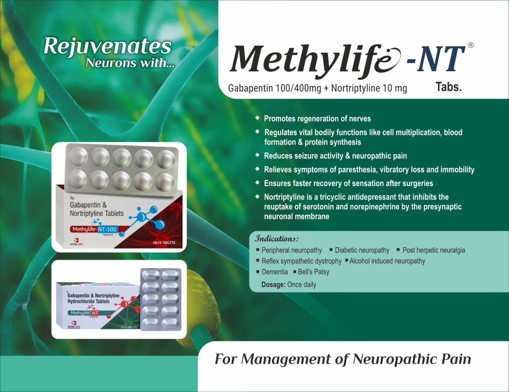 METHYLIFE-NT-TABS - Gabapentin 400mg + Nortriptyline 10mg | Intralife Pharmaceuticals - thumbnail 2