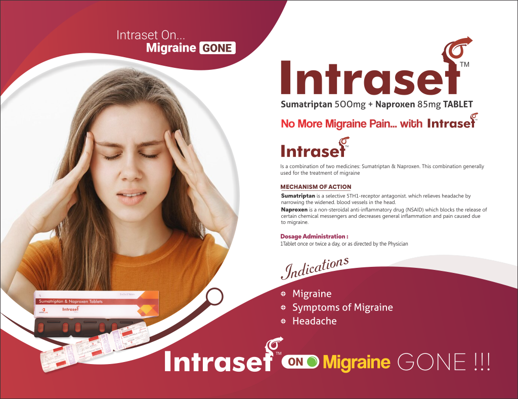 INTRASET - Sumatriptan 85mg + Naproxen 500mg | Intralife Pharmaceuticals - thumbnail 2