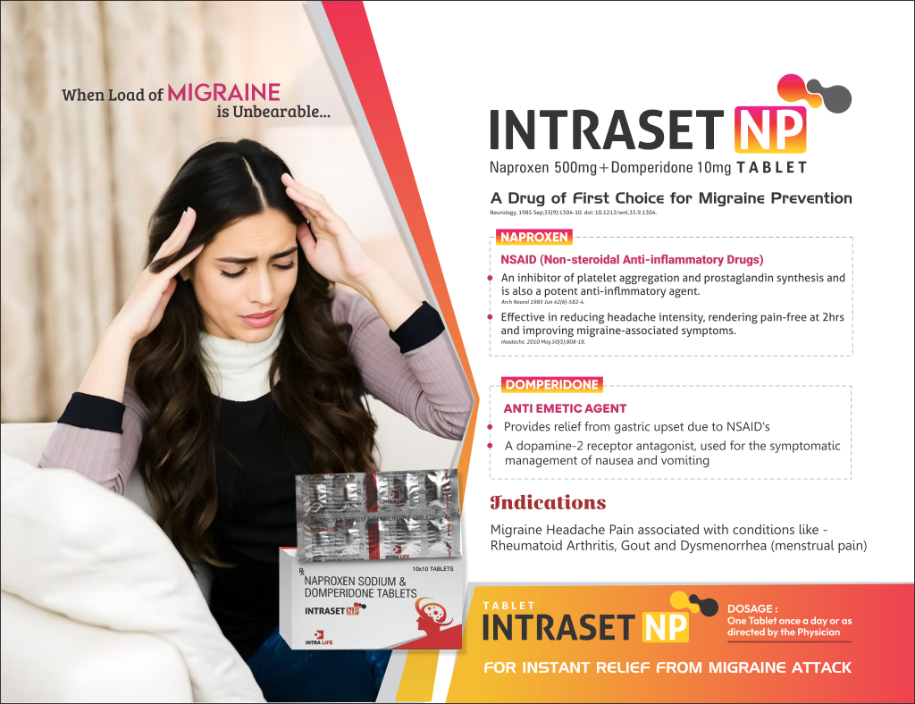 INTRASET-NP - Naproxen Sodium 500mg + Domperidone 10mg | Intralife Pharmaceuticals - thumbnail 2