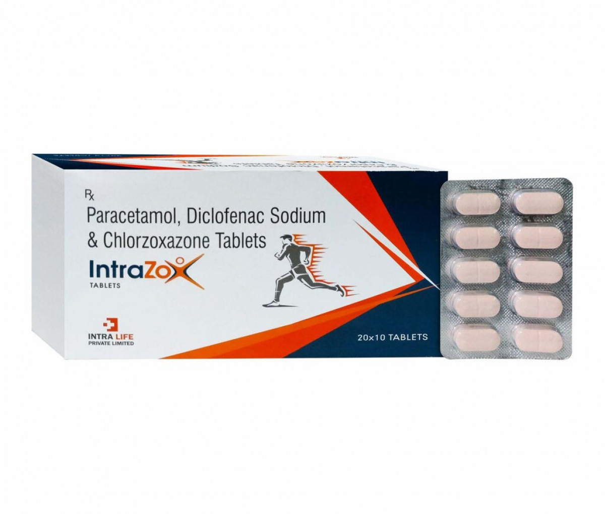 INTRAZOX - Paracetamol IP 325 mg + Diclofenac Sodium IP 50 mg + Chlorzoxazone USP 500 mg | Intralife Pharmaceuticals