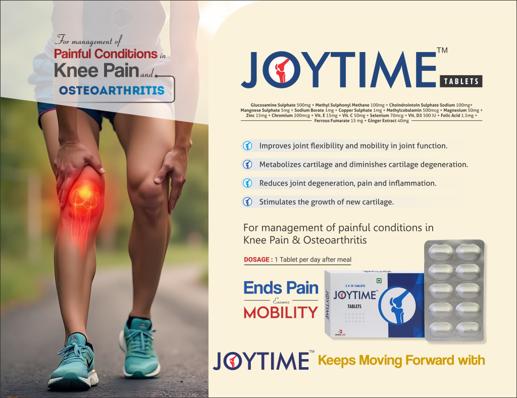 JOYTIME - Glucosamine Sulphate 500 mg, Methyl Sulphonyl Methane100 mg, Choindrointoin sulphate sodium 100 mg, Manganese Sulphate 5 mg, Sodium Borate 1 mg, Copper Sulphate 1 mg, Methylcobalamine 500 mcg, Magnesium Oxide 50 mg, Zinc Sulphate 15 mg, Chromium Picolinat | Intralife Pharmaceuticals - thumbnail 2