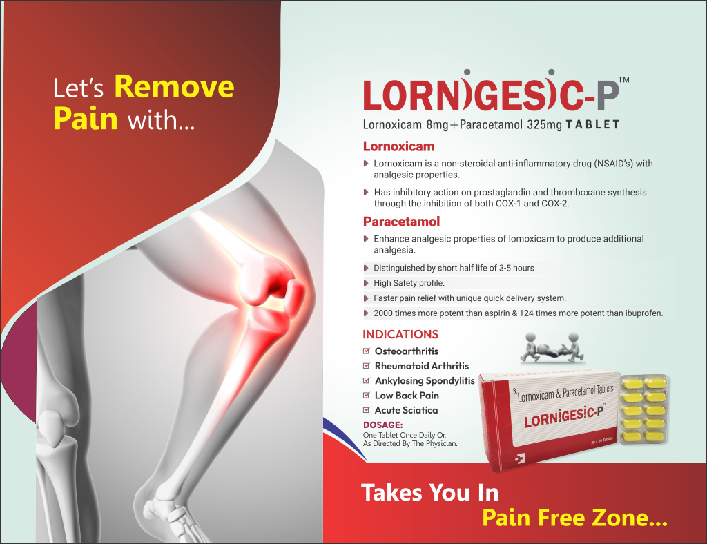 LORNIGESIC-P - Lornoxicam 8mg + Paracetamol 325mg | Intralife Pharmaceuticals - thumbnail 2