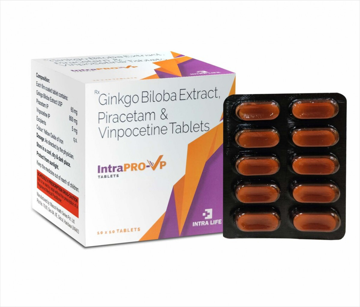 INTRAPRO-VP TABLETS - Ginkgo Biloba Extract USP 60 mg + Piracetam IP 800 mg+ Vinpocetine IP 5 mg | Intralife Pharmaceuticals