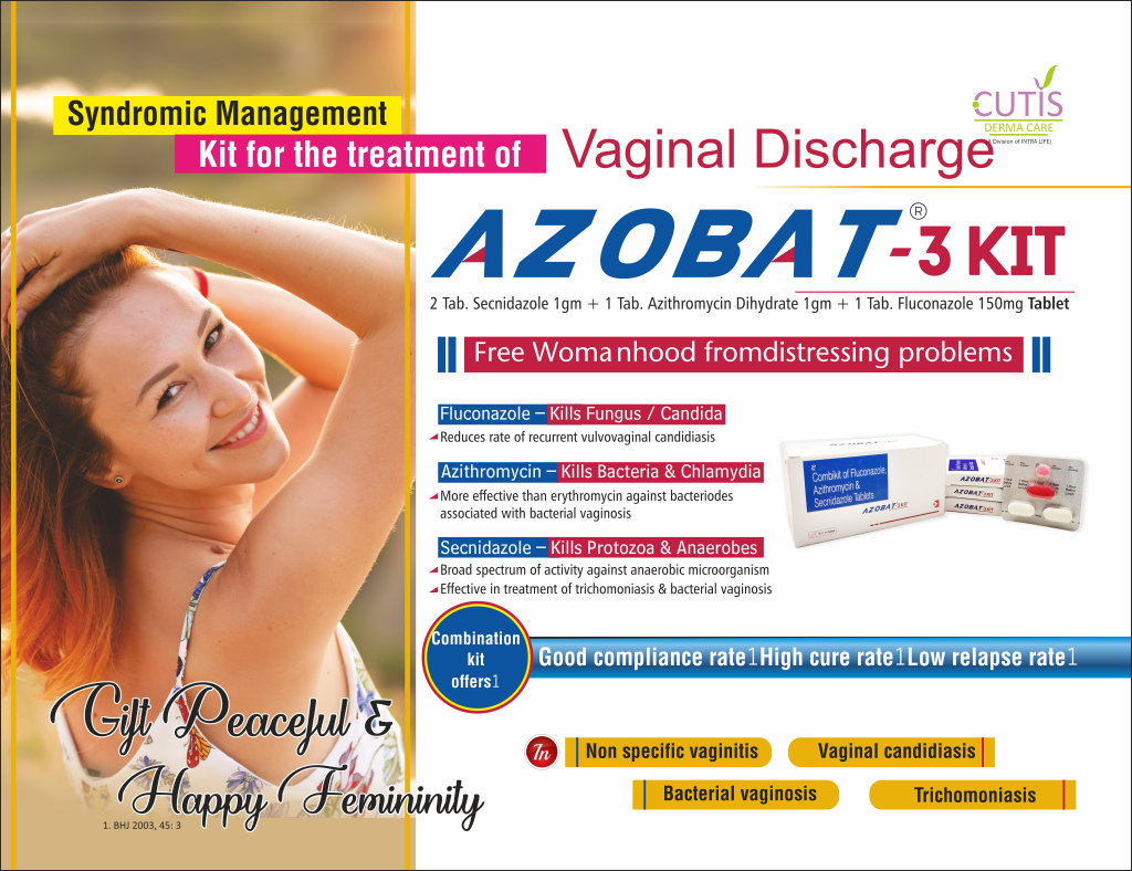 AZOBAT-3KIT - 2 Tab. Secnidazole 1gm + 1 Tab. Azithromycin Dihydrate 1gm +1 Tab. Fluconazole 150mg | Intralife Pharmaceuticals - thumbnail 2