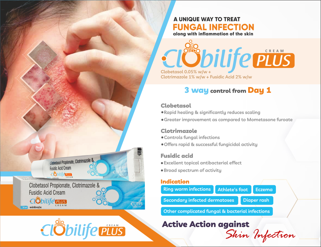 CLOBILIFE PLUS - Clobetasol 0.05% w/w + Clotrimazole 1% w/w + Fusidic Acid 2% w/w | Intralife Pharmaceuticals - thumbnail 2