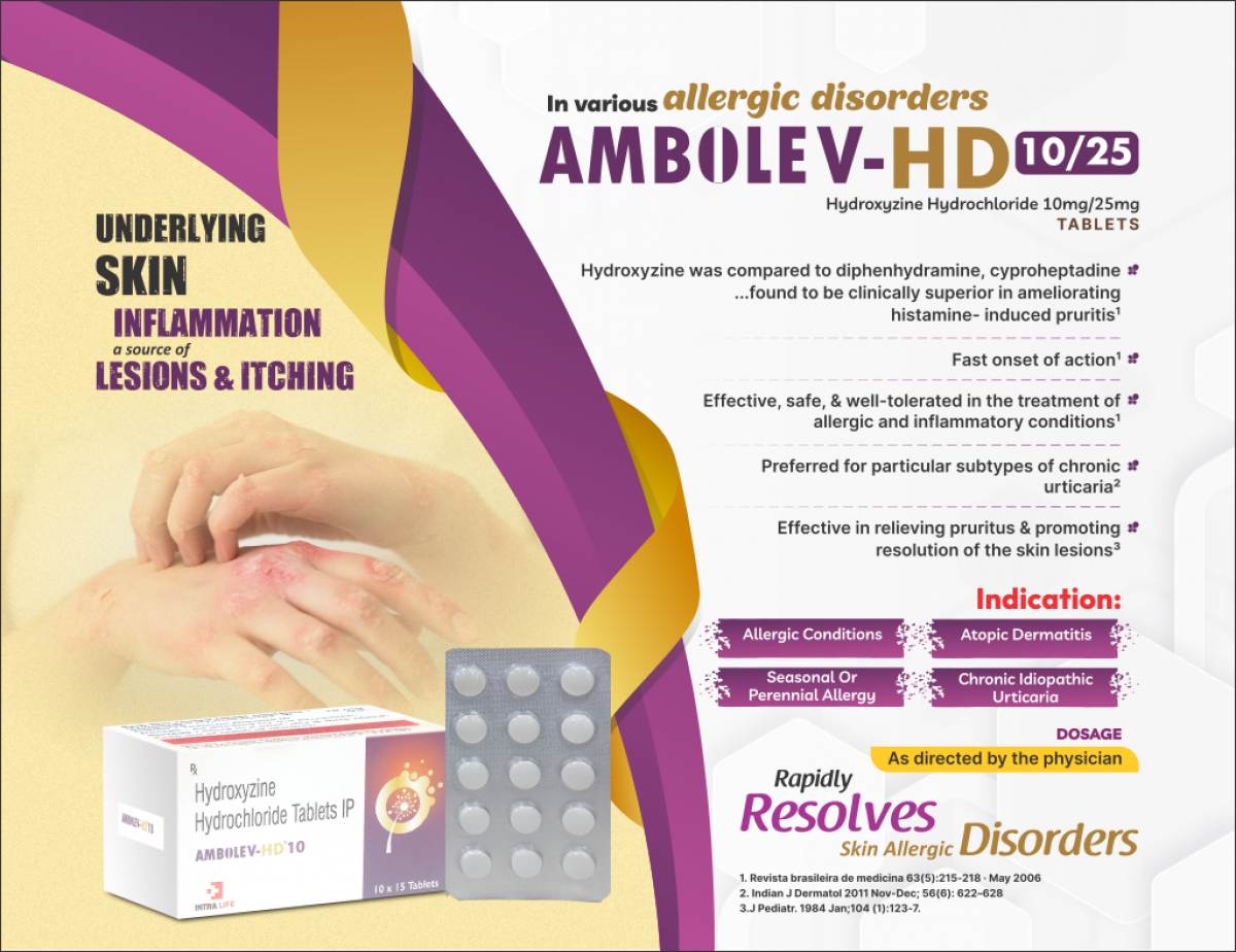 AMBOLEV-HD 10 - Hydroxyzine HCI 10mg | Intralife Pharmaceuticals - thumbnail 2