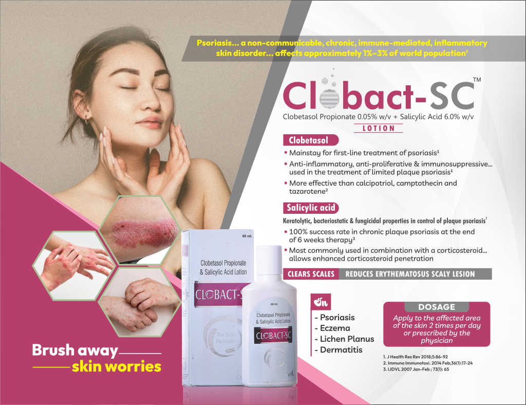CLOBACT-SC Lotion - Clobetasol Propionate 0.05% w/v + Salicylic Acid 6.0% w/v | Intralife Pharmaceuticals - thumbnail 2