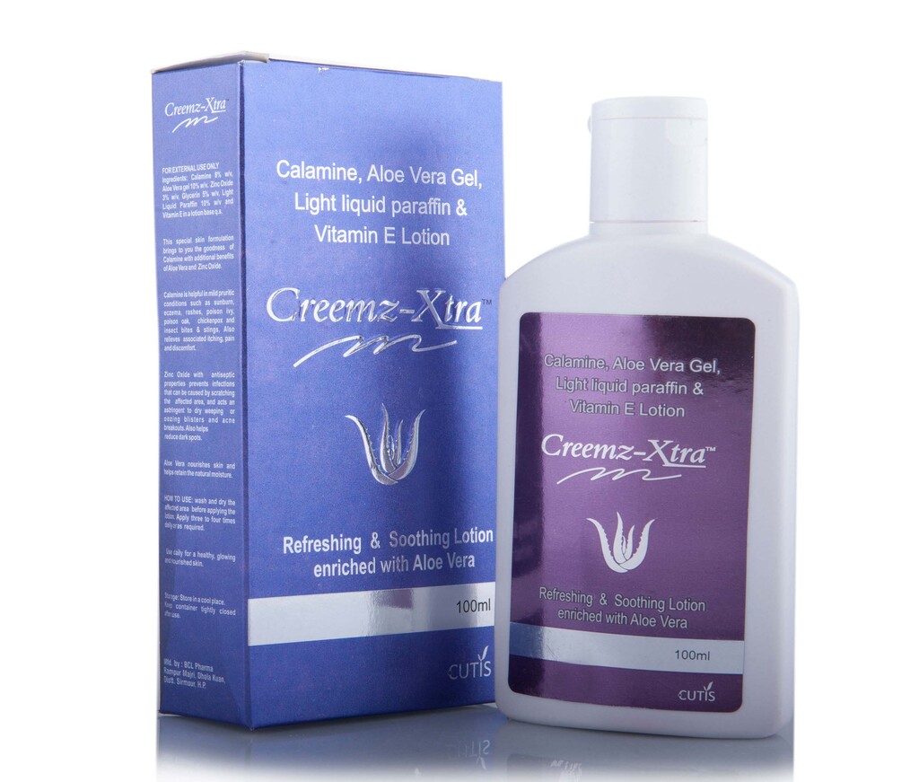 CREEMZ XTRA Lotion - Calamine 8.0%w/v+Aloe vera Gel 10.0% w/v + Zinc Oxide 3% w/v +Glycerin 5%w/v + Light liquid Paraffin 10.0% w/v + Vitamin E in a lotion base | Intralife Pharmaceuticals