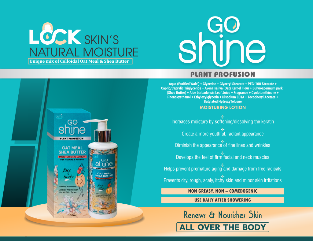 GOSHINE MOINSTURIZING LOTION - Aqua (Purified Wale) + Glycerine + Glyceryl Stearate + PEG-100 Stearate + Capric/Caprylic Triglyceride + Avena saliva (Oat) Kernel Flour + Bulyrospermum parkii (Shea Butter) + Aloe barbadensis Leaf Juice + Fragrance + Cyclotomthicone + Phenoxyethanol + Ethylexylglycerin + Disodium EDTA + Tocopheryl Acetate + Butylated HydroxyToluene | Intralife Pharmaceuticals - thumbnail 2