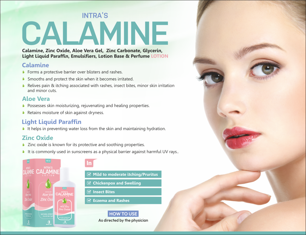 INTRAS CALAMINE LOTION - Calamine, Zinc Oxide, Aloe Vera Gel, Zinc Carbonate, Glycerin, Light Liquid Paraffin, Emulsifiers, Lotion Base and Perfume | Intralife Pharmaceuticals - thumbnail 2