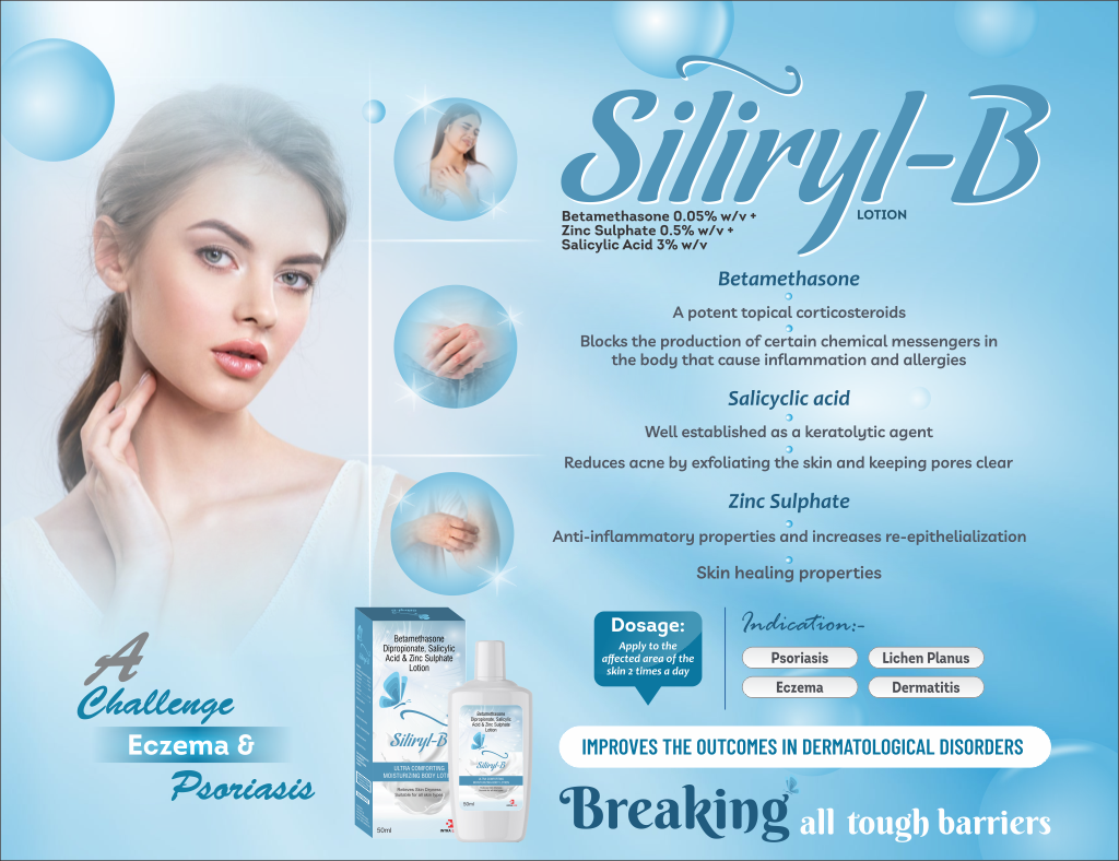 SILIRYL-B LOTION - Betamethasone 0.05% w/v + Zinc Sulphate 0.5% w/v + Salicylic Acid 3% w/v | Intralife Pharmaceuticals - thumbnail 2
