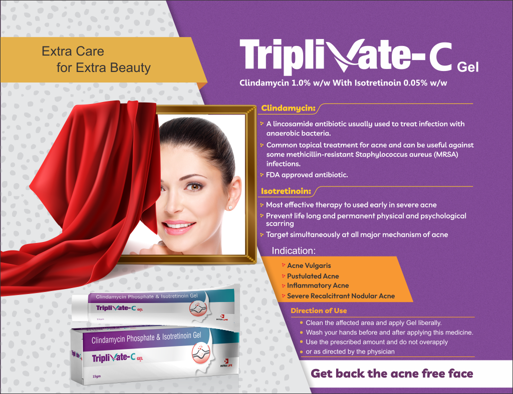 TRIPLIVATE-C Gel - Clindamycin 1.0% w/w + Isotretinoin 0.05% w/w | Intralife Pharmaceuticals - thumbnail 2