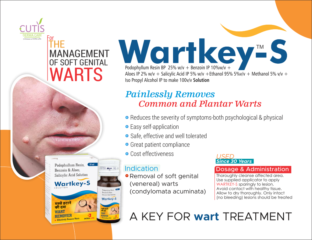 WARTKEY-S - Podophyllum Resin BP 25% w/v + Benzoin IP 10%w/v + Aloes IP 2% w/v + Salicylic Acid IP 5% w/v + Ethanol 95% 5%v/v + Methanol 5% v/v + Iso Propyl Alcohol IP to make 100v/v | Intralife Pharmaceuticals - thumbnail 2