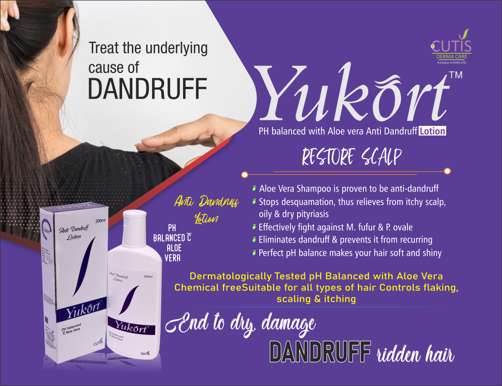 YUKORT Lotion - PH balanced with Aloevera Anti Dandruff Lotion | Intralife Pharmaceuticals - thumbnail 2