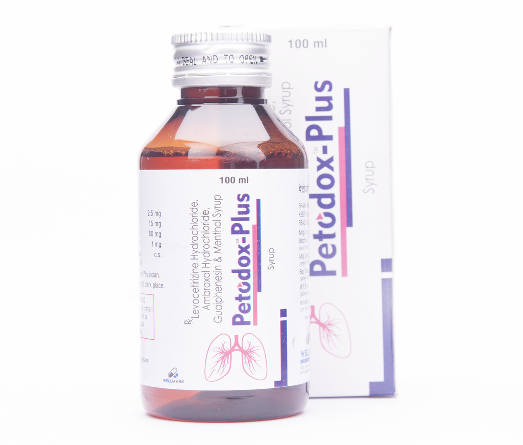 PETODOX-PLUS - Levocetirizine 2.5mg + Ambroxol 15mg + Guaiphenesin 50mg + Menthol 1mg | Intralife Pharmaceuticals