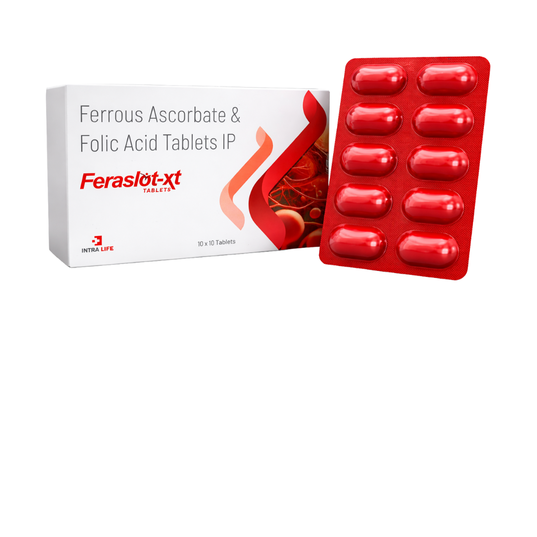 FERASLOT-XT TABS - Ferrous Ascorbate 100mg + Folic Acid 1.5mg | Intralife Pharmaceuticals
