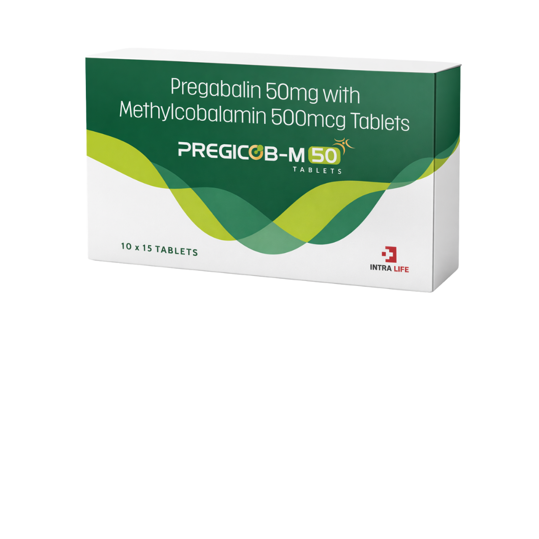 PREGICOB-M-50 TABS - Pregabalin 50mg + Methylcobalamin 500 mcg | Intralife Pharmaceuticals